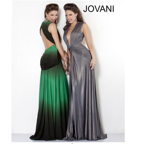 JOVANI PROM sexy gown, ruching at sides & bodice, open back  6543 gray Size 6 - Picture 14 of 14